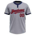 Custom Name Number Gray Navy Pinstripe Softball Jersey Unisex Two-Button Personalized Team Apparel Personalized Gray Navy