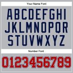 Custom Personalized Basketball Jersey with Pinstripe Design - Gray Navy Red-White, Team Name and Number Personalized Gray