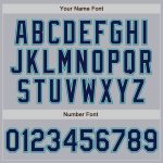 Custom Name and Number Softball Jersey - Gray Navy Pinstripe Teal Unisex Two-Button Design Personalized Gray Navy Pinstripe