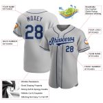 Custom Name and Number Baseball Jersey in Gray Navy Powder Blue - Personalized Authentic Team Apparel Personalized Gray Navy-Powder