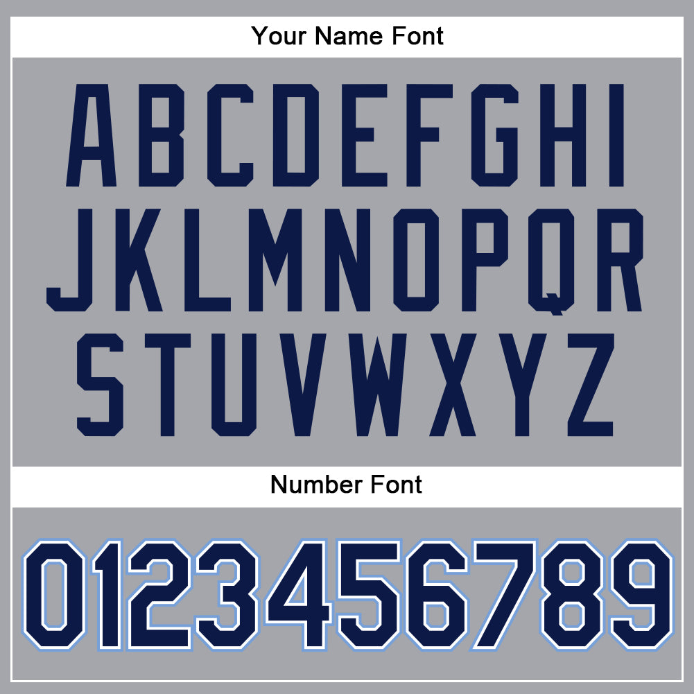 Personalized Gray Navy-Powder Blue Authentic Sleeveless Baseball Jersey Team Custom Name and Number Custom Name & Number Personalized Baseball Jersey - Authentic Sleeveless in Gray, Navy & Powder Blue Personalized Gray Navy-Powder - Image 4