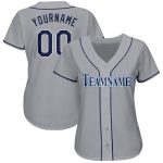 Custom Team Baseball Jersey with Personalized Name and Number - Gray Navy-Powder Blue Personalized Gray Navy-Powder Blue