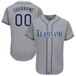 Custom Team Baseball Jersey with Personalized Name and Number - Gray Navy-Powder Blue Personalized Gray Navy-Powder Blue