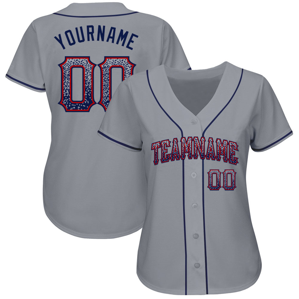 Personalized Gray Navy-Red Authentic Drift Fashion Baseball Jersey Team Custom Name and Number Custom Name and Number Baseball Jersey - Personalized Gray Navy-Red Authentic Drift Fashion Team Apparel Personalized Gray - Image 2