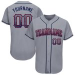 Custom Name and Number Baseball Jersey - Personalized Gray Navy-Red Authentic Drift Fashion Team Apparel Personalized Gray