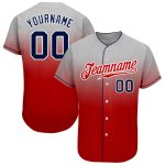 Custom Name and Number Baseball Jersey - Personalized Gray Navy Red Authentic Fade Fashion Team Jersey Personalized Gray