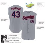 Personalized Gray Navy Red Baseball Jersey - Authentic Sleeveless Design Personalized Gray Navy-Red Authentic Sleeveless