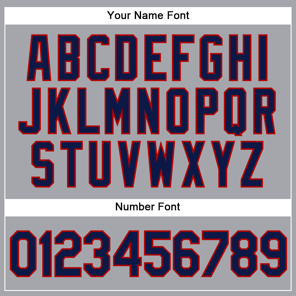 Personalized Gray Navy-Red Authentic Sleeveless Baseball Jersey Team Custom Name and Number Custom Team Name & Number Personalized Baseball Jersey - Gray Navy Red Authentic Sleeveless Design Personalized Gray Navy-Red - Image 4