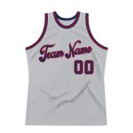 Custom Name and Number Personalized Gray Navy-Red Basketball Jersey - Authentic Throwback Design Personalized Gray Navy-Red