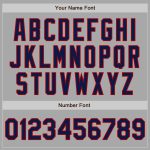 Custom Navy Red Bomber Varsity Jacket with Personalized Name and Number - Gray Two Tone Full-Snap Letterman Style Personalized