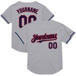 Custom Gray Navy-Red Mesh Baseball Jersey with Personalized Name and Number - Authentic Throwback Team Design Personalized