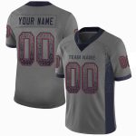 Custom Team Football Jersey in Gray Navy Red Mesh - Personalized Name & Number Drift Style Personalized Gray Navy-Red Mesh
