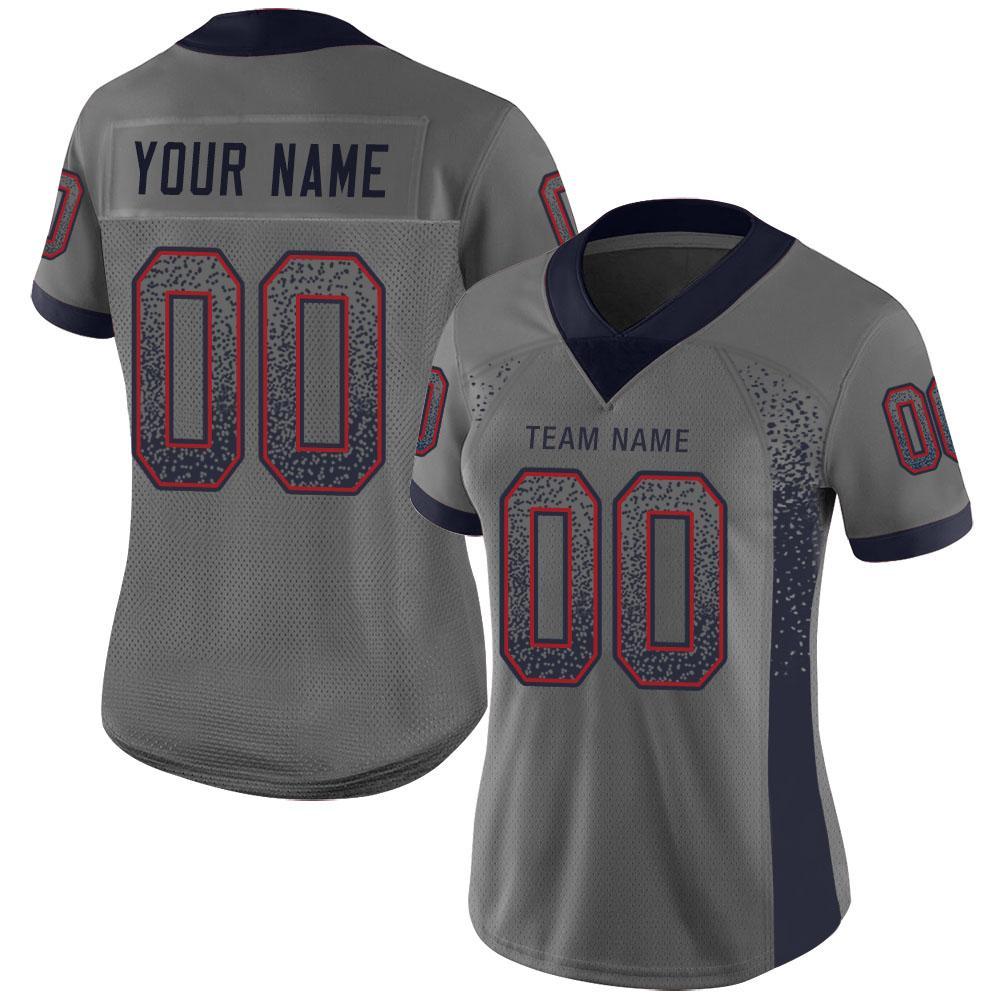 Custom Team Football Jersey in Gray Navy Red Mesh - Personalized Name & Number Drift Style Personalized Gray Navy-Red Mesh