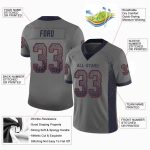 Custom Team Football Jersey in Gray Navy Red Mesh - Personalized Name & Number Drift Style Personalized Gray Navy-Red Mesh