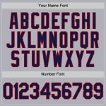 Personalized Unisex Softball Jersey in Gray Navy-Red - Two-Button Design Personalized Gray Navy-Red Two-Button Unisex Softball