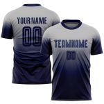 Custom Name Number Soccer Jersey - Personalized Gray Navy Fade Fashion Uniform Personalized Gray Navy Sublimation Fade Fashion