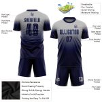 Custom Name Number Soccer Jersey - Personalized Gray Navy Fade Fashion Uniform Personalized Gray Navy Sublimation Fade Fashion