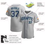 Custom Team Baseball Jersey with Personalized Name & Number - Gray Navy-Teal Authentic Design Personalized Gray Navy-Teal