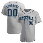 Custom Team Baseball Jersey with Personalized Name & Number - Gray Navy-Teal Authentic Design Personalized Gray Navy-Teal