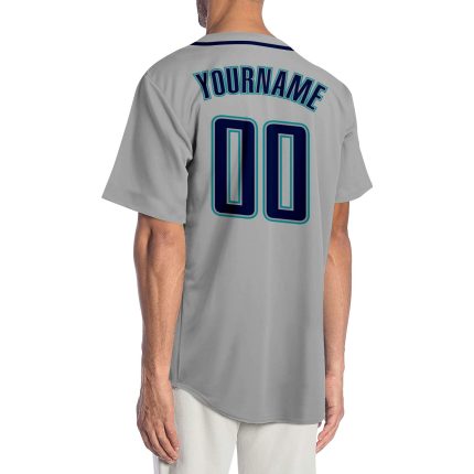 Personalized Gray Navy Teal Baseball Jersey for Authentic Style Personalized Gray Navy-Teal Authentic Baseball Jersey