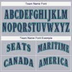 Custom Name and Number Personalized Baseball Jersey Gray Navy-Teal Team Apparel Personalized Gray Navy-Teal Baseball Jersey