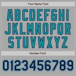 Custom Team Name Number Personalized Gray Navy Teal Bomber Varsity Letterman Two Tone Jacket Full-Snap Personalized Gray