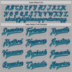 Custom Team Name Number Personalized Gray Navy Teal Bomber Varsity Letterman Two Tone Jacket Full-Snap Personalized Gray