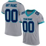 Custom Name and Number Personalized Navy-Teal Gray Mesh Football Jersey Authentic Personalized Gray Navy-Teal Mesh Authentic