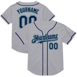 Custom Name and Number Gray Navy-Teal Mesh Baseball Jersey - Authentic Personalized Throwback Team Jersey Personalized Gray