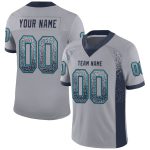 Custom Name Number Personalized Football Jersey Gray Navy Teal Mesh Drift Fashion Team Personalized Gray Navy-Teal Mesh Drift