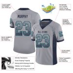 Custom Name Number Personalized Football Jersey Gray Navy Teal Mesh Drift Fashion Team Personalized Gray Navy-Teal Mesh Drift