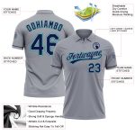Custom Name and Number Personalized Performance Vapor Golf Polo Shirt Gray Navy Teal Personalized Gray Navy-Teal Performance