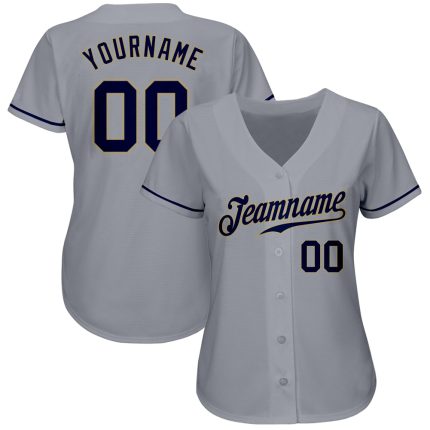 Personalized Baseball Jersey with Custom Name & Number - Gray Navy Vegas Gold Authentic Team Jersey Personalized Gray Navy-Vegas
