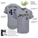 Personalized Baseball Jersey with Custom Name & Number - Gray Navy Vegas Gold Authentic Team Jersey Personalized Gray Navy-Vegas