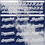 Custom Name and Number Baseball Jersey - Personalized 3D Abstract Brush Stroke Design in Gray Navy and White Personalized