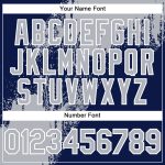 Custom Name and Number Baseball Jersey - Personalized 3D Abstract Brush Stroke Design in Gray Navy and White Personalized