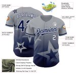 Custom Name and Number Baseball Jersey with 3D Twinkle Star Gradient Design in Gray, Navy, and White - Personalized Team Jersey