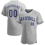 Personalized Authentic Baseball Jersey in Gray Navy and White for Men and Women Personalized Gray Navy-White Authentic Baseball
