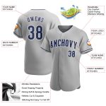 Personalized Authentic Baseball Jersey in Gray Navy and White for Men and Women Personalized Gray Navy-White Authentic Baseball