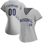 Personalized Authentic Baseball Jersey in Gray Navy and White for Men and Women Personalized Gray Navy-White Authentic Baseball