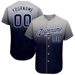 Custom Name and Number Authentic Fade Fashion Baseball Jersey - Personalized Gray Navy-White Team Jersey Personalized Gray