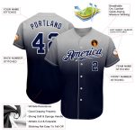 Custom Name and Number Authentic Fade Fashion Baseball Jersey - Personalized Gray Navy-White Team Jersey Personalized Gray