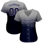 Custom Name and Number Authentic Fade Fashion Baseball Jersey - Personalized Gray Navy-White Team Jersey Personalized Gray