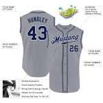 Custom Name and Number Personalized Baseball Jersey - Authentic Gray Navy-White Sleeveless Design Personalized Gray Navy-White