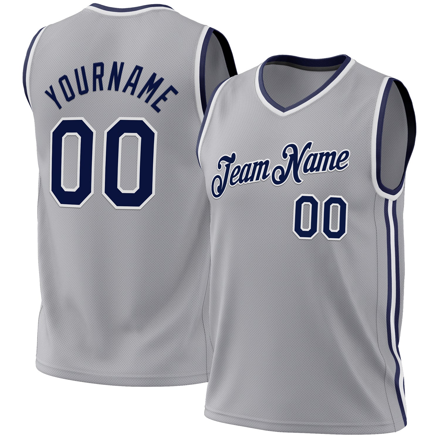 Personalized Authentic Basketball Jersey - Gray Navy White Throwback Design Personalized Gray Navy-White Authentic Throwback