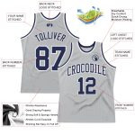 Custom Name Number Basketball Jersey - Authentic Gray Navy-White Throwback, Personalized Sports Apparel Personalized Gray