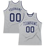 Custom Name Number Basketball Jersey - Authentic Gray Navy-White Throwback, Personalized Sports Apparel Personalized Gray