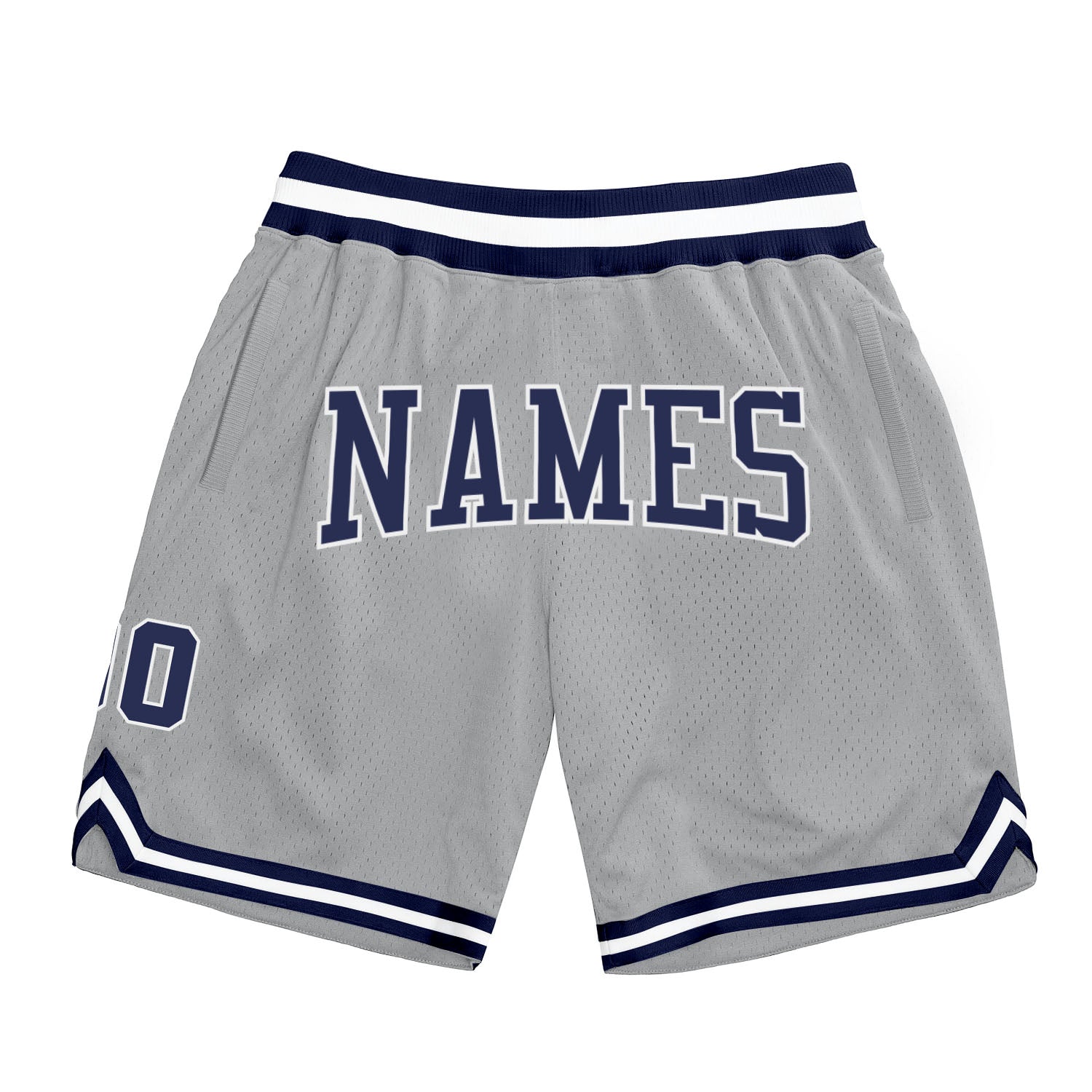 Custom Name Number Authentic Basketball Shorts Gray Navy White Personalized Design Personalized Gray Navy-White Authentic