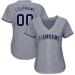 Custom Gray Navy-White Baseball Jersey for Men and Women - Personalized Sports Apparel Personalized Gray Navy-White Baseball