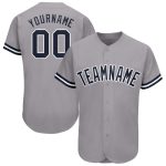 Custom Name and Number Personalized Baseball Jersey in Gray Navy-White for Teams Personalized Gray Navy-White Baseball Jersey